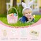 Personalized Bunny Easter Basket with Handle – Woven Rope Gift Basket for Kids, Baby Egg Hunt & Holiday Treasures – Pink